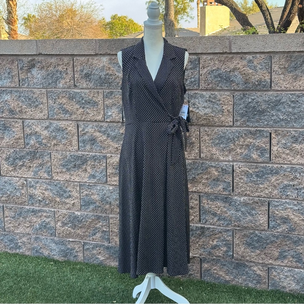 Dkny Women's Printed Tie-Waist Sleeveless A-Line Dress NWT - Picture 9 of 10